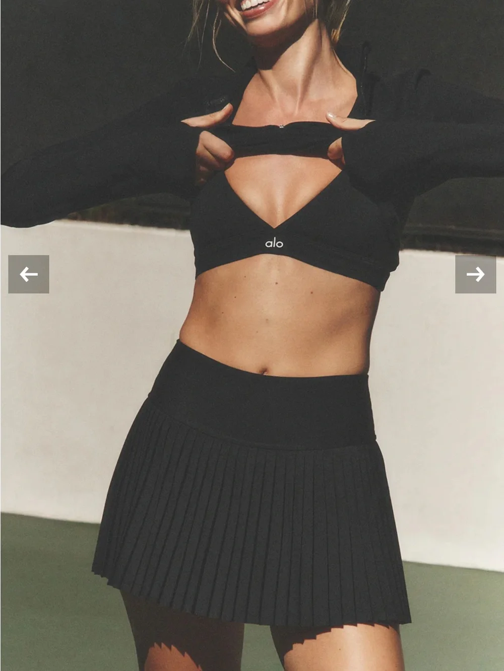 ALO Yoga Black Pleated Mini Skirt